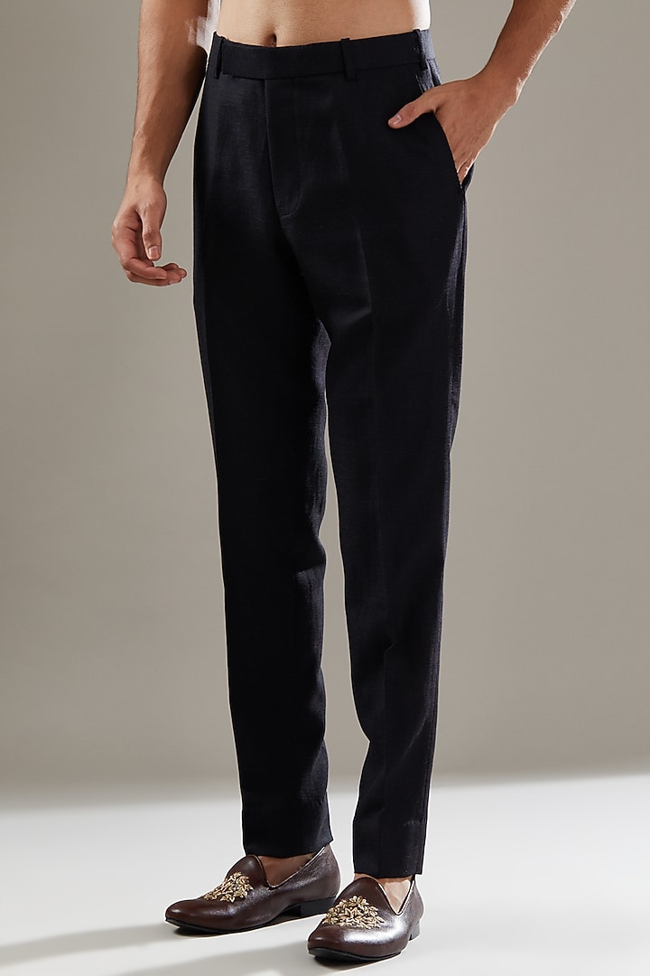 Black Wool Viscose Blend Embroidered Jodhpuri Set by SBJ at Pernia's Pop Up Shop