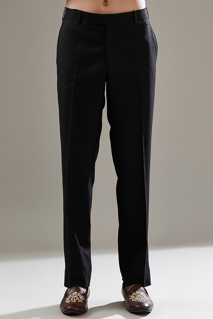 Black Italian Fabric Embroidered Jodhpuri Set by SBJ at Pernia's Pop Up Shop