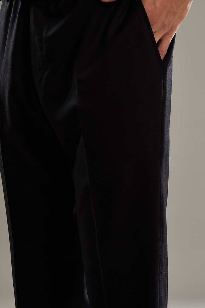 Black Italian Fabric Embroidered Jodhpuri Set by SBJ at Pernia's Pop Up Shop