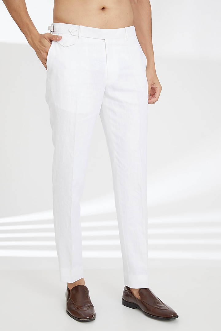 Off-White Linen Wedding Bandhgala Set by SBJ at Pernia's Pop Up Shop