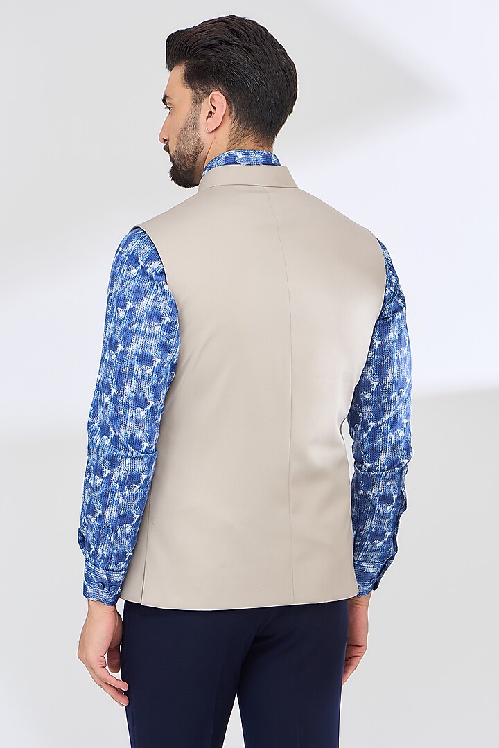 Beige Italian Fabric Bundi Jacket by SBJ at Pernia's Pop Up Shop