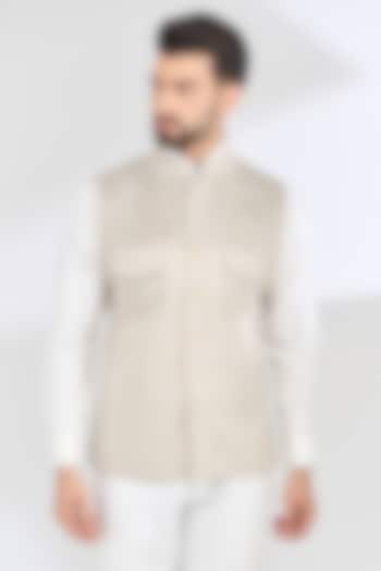 Beige Italian Fabric Bundi Jacket by SBJ