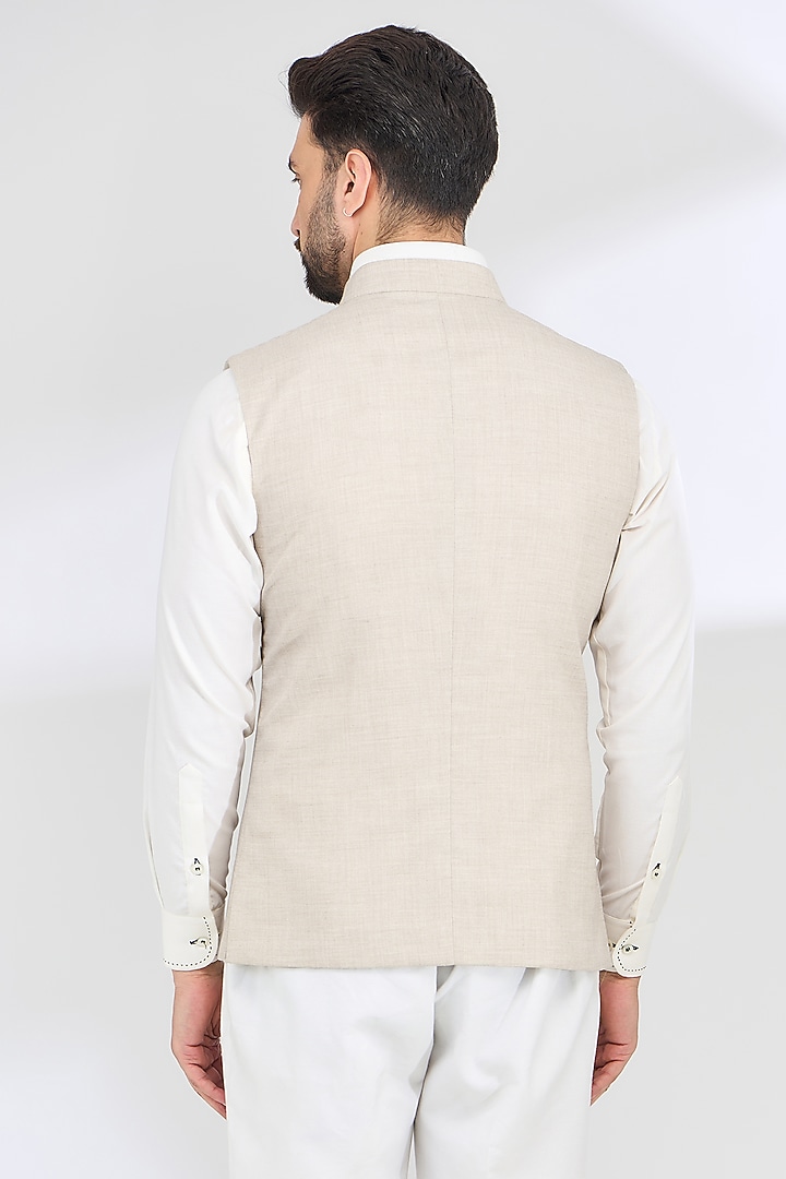 Beige Italian Fabric Bundi Jacket by SBJ at Pernia's Pop Up Shop
