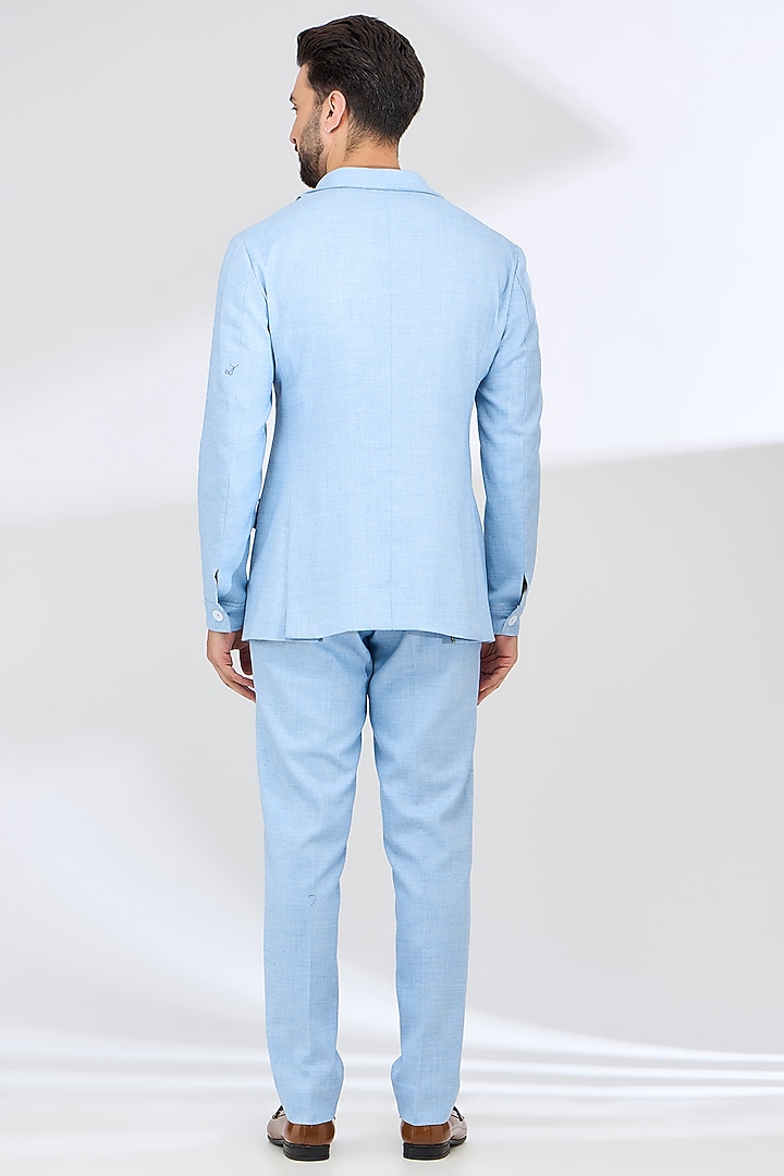 Blue Italian Fabric Safari Jacket Set by SBJ at Pernia's Pop Up Shop