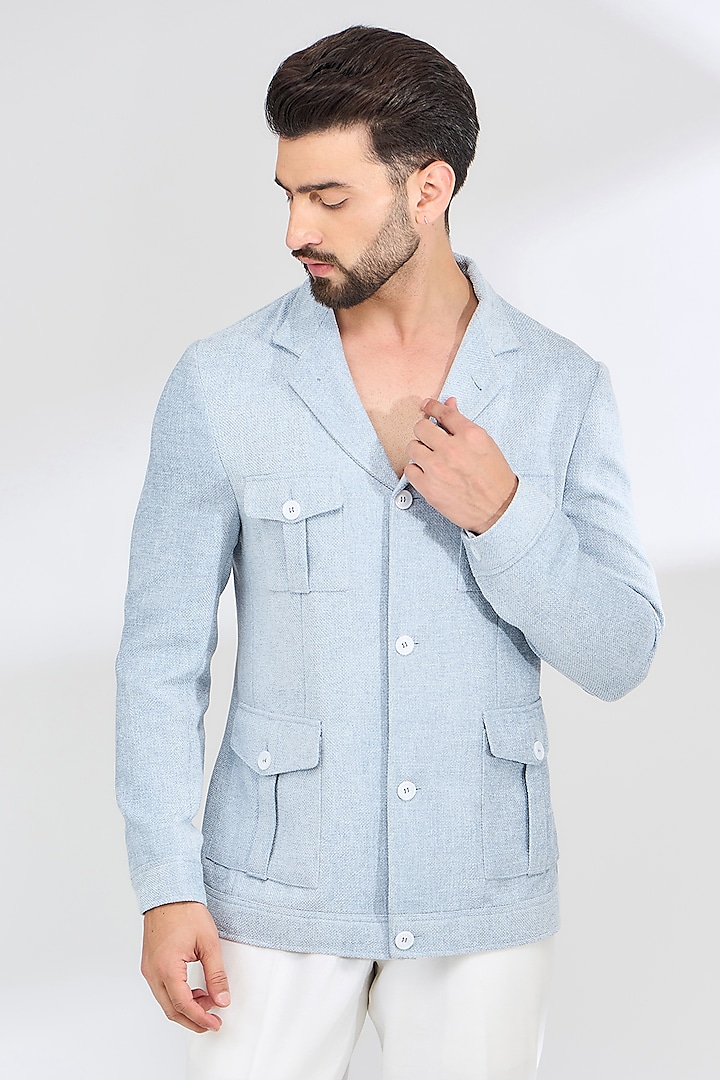 Grey Italian Fabric Safari Jacket by SBJ