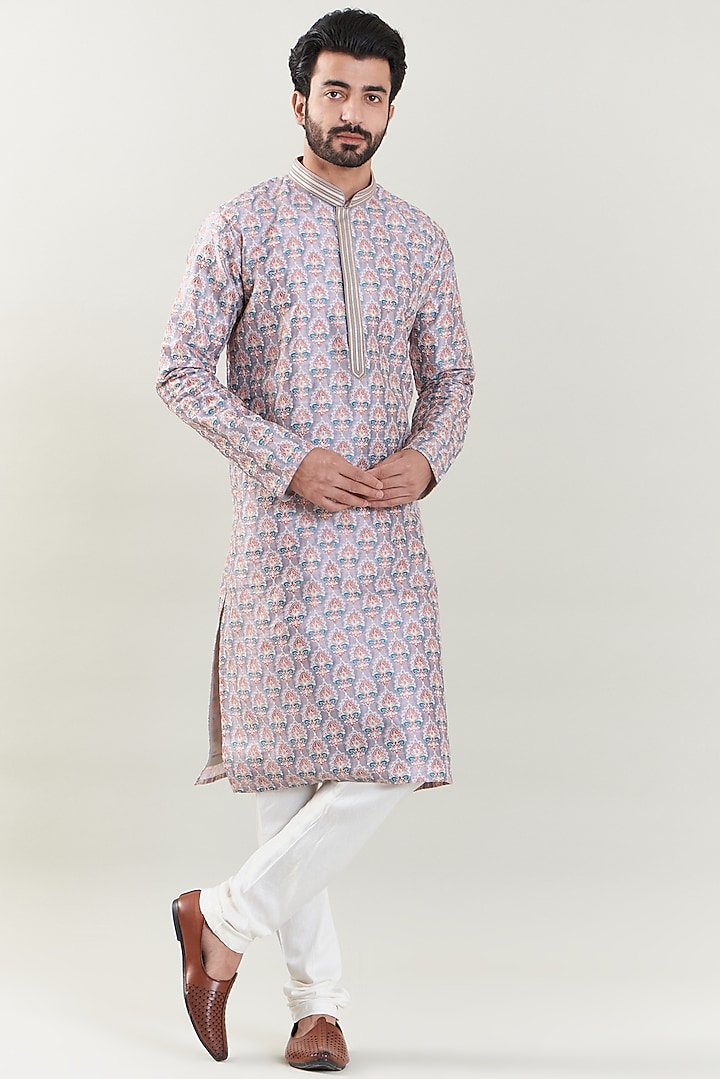 Multi-Colored Silk Kurta Set by SBJ at Pernia's Pop Up Shop