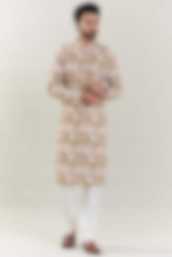 Ivory Viscose Silk Embroidered Kurta Set by SBJ at Pernia's Pop Up Shop