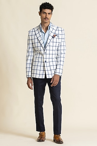 Multi-Colored Poly Linen Checkered Jacket by SBJ