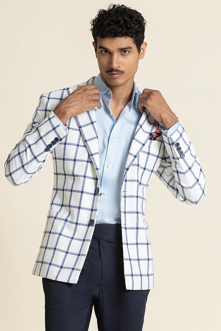 Multi-Colored Poly Linen Checkered Jacket by SBJ at Pernia's Pop Up Shop