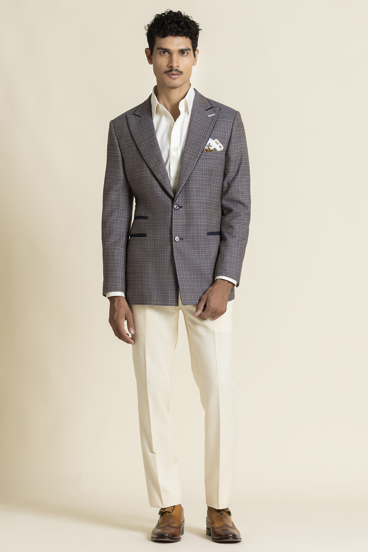 Grey Poly Wool Linen Blazer by SBJ