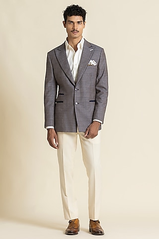 Grey Poly Wool Linen Blazer by SBJ