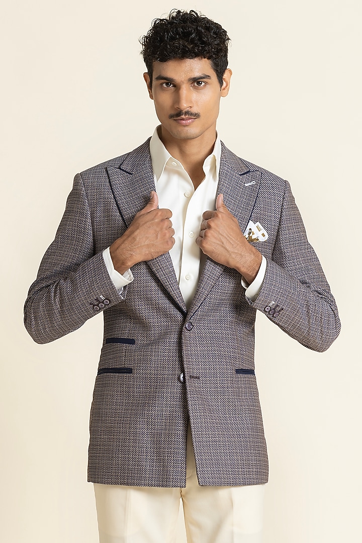 Grey Poly Wool Linen Blazer by SBJ at Pernia's Pop Up Shop
