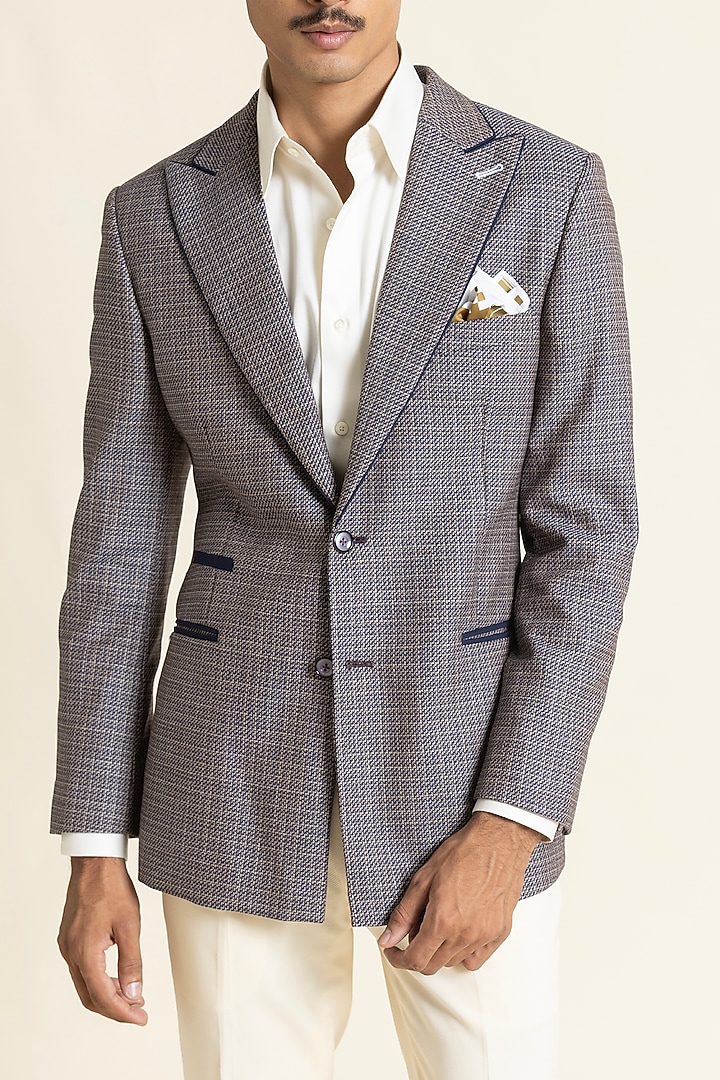 Grey Poly Wool Linen Blazer by SBJ at Pernia's Pop Up Shop