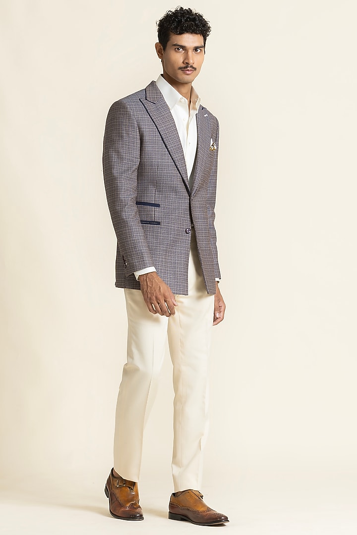 Grey Poly Wool Linen Blazer by SBJ at Pernia's Pop Up Shop