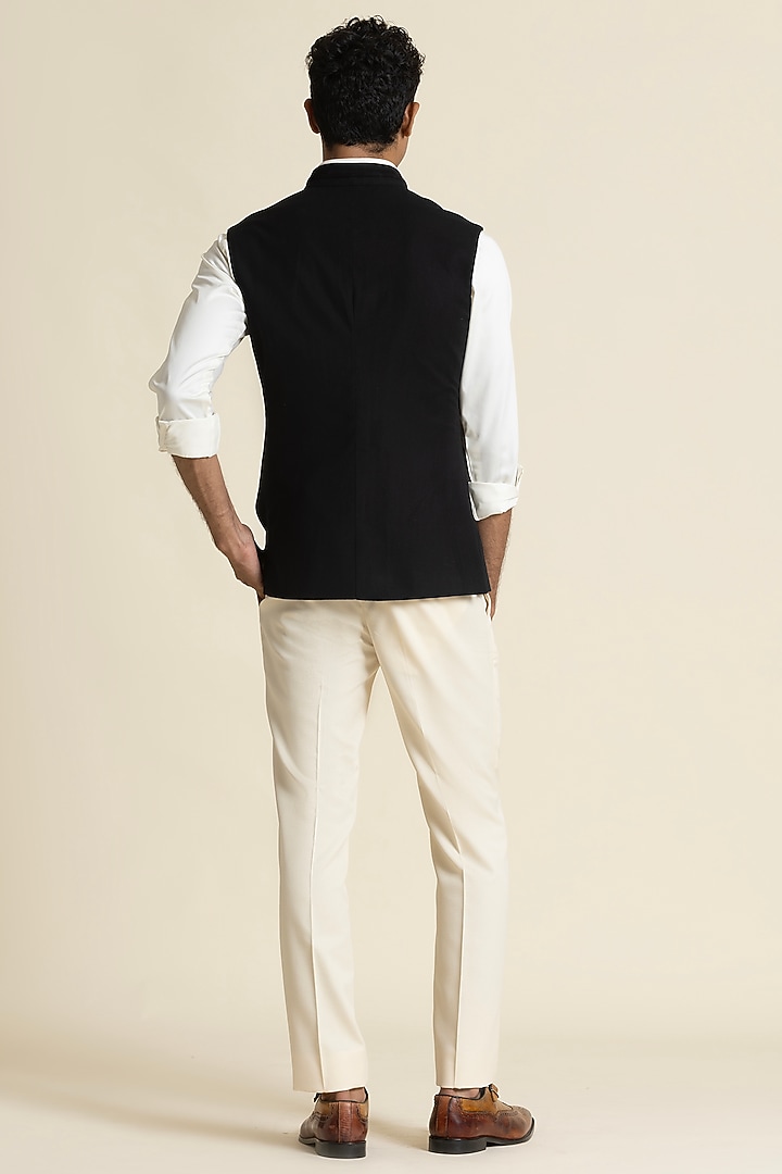 Black Brushed Cotton Waistcoat by SBJ at Pernia's Pop Up Shop