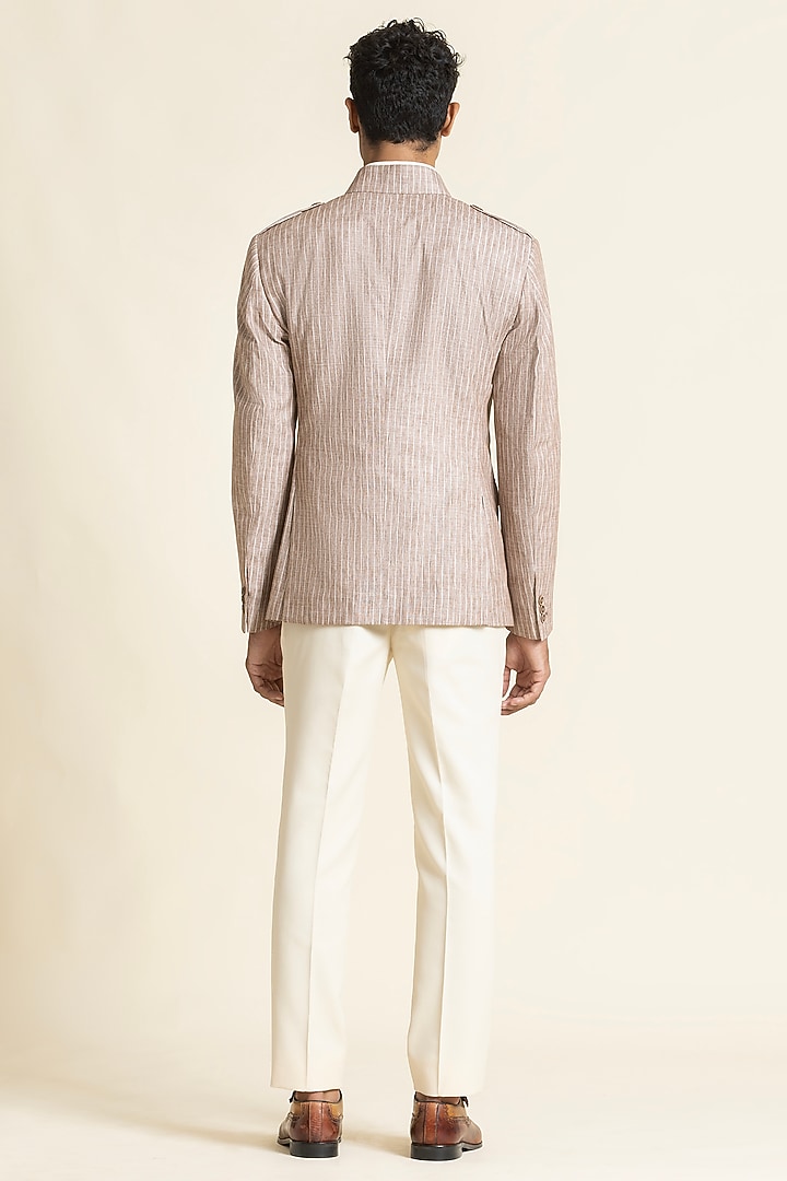 Light Mauve Linen Safari Waistcoat by SBJ at Pernia's Pop Up Shop