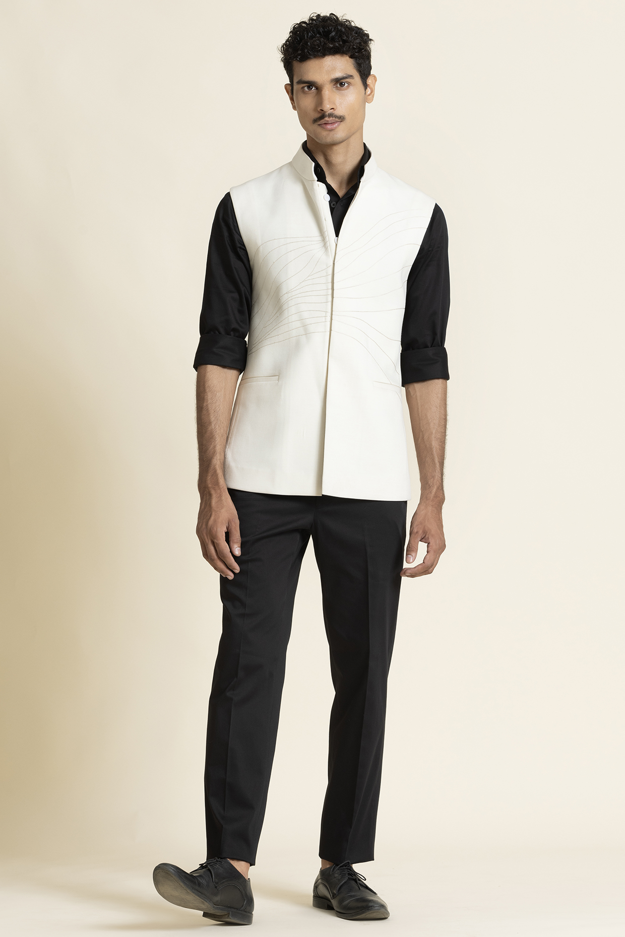 Ivory Poly Linen Waistcoat by SBJ