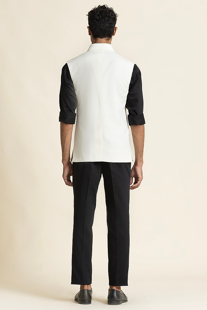 Ivory Poly Linen Waistcoat by SBJ at Pernia's Pop Up Shop
