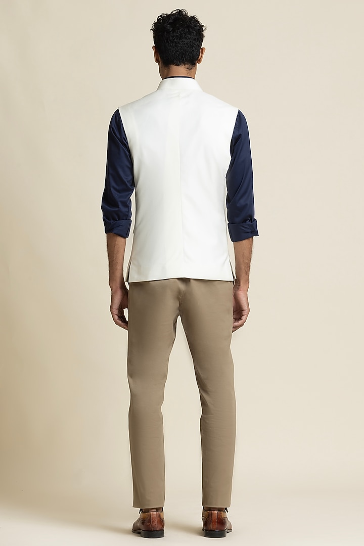 White Brushed Cotton Waistcoat by SBJ at Pernia's Pop Up Shop