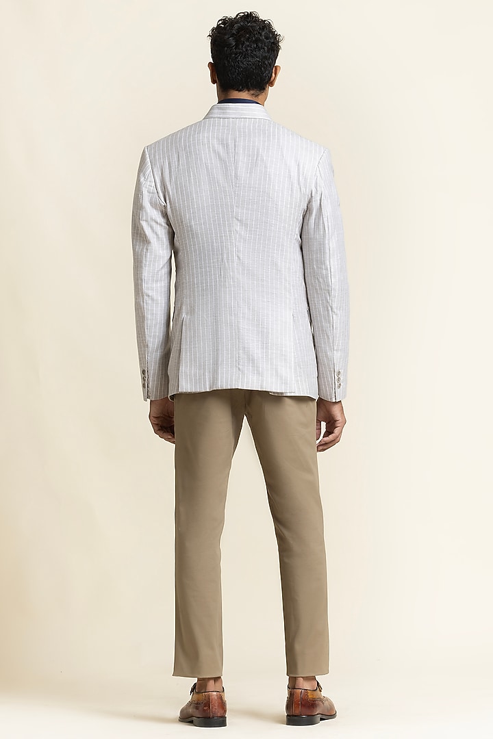 Light Grey Linen Safari Jacket by SBJ at Pernia's Pop Up Shop