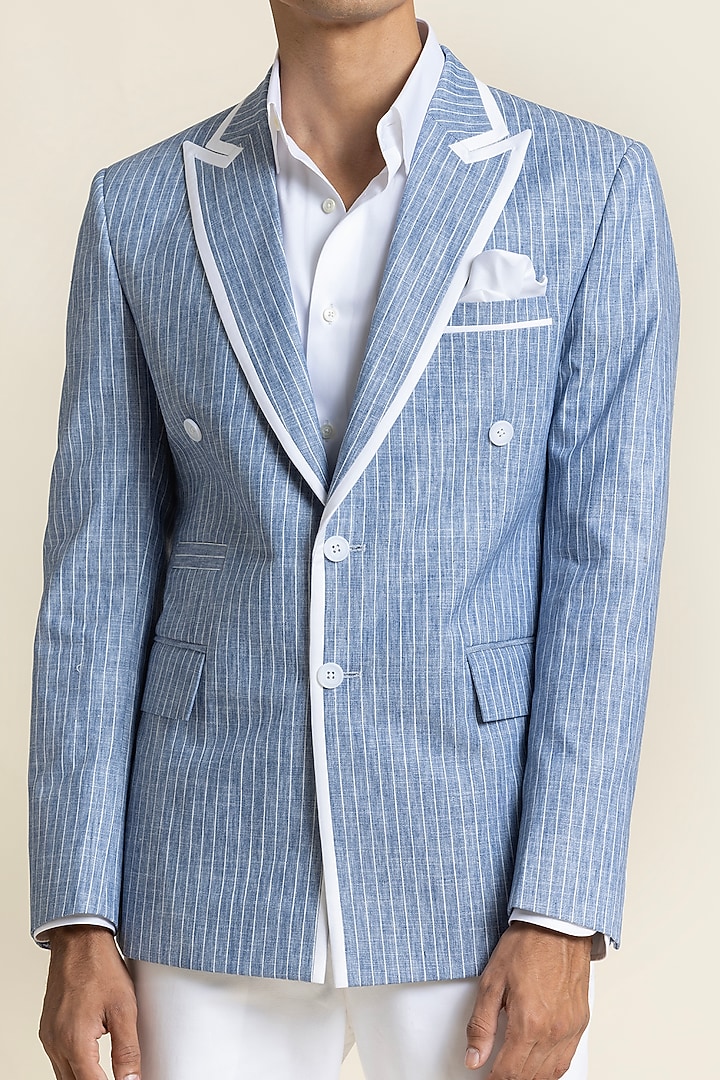 Light Blue Linen Jacket by SBJ at Pernia's Pop Up Shop