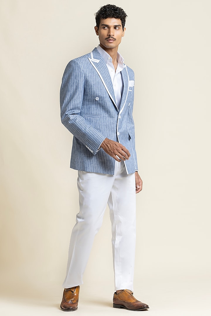 Light Blue Linen Jacket by SBJ at Pernia's Pop Up Shop