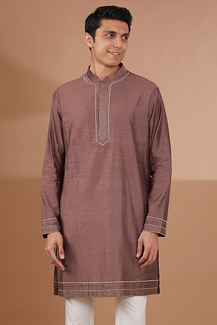 Rust Silk Bundi Jacket Set by SBJ at Pernia's Pop Up Shop