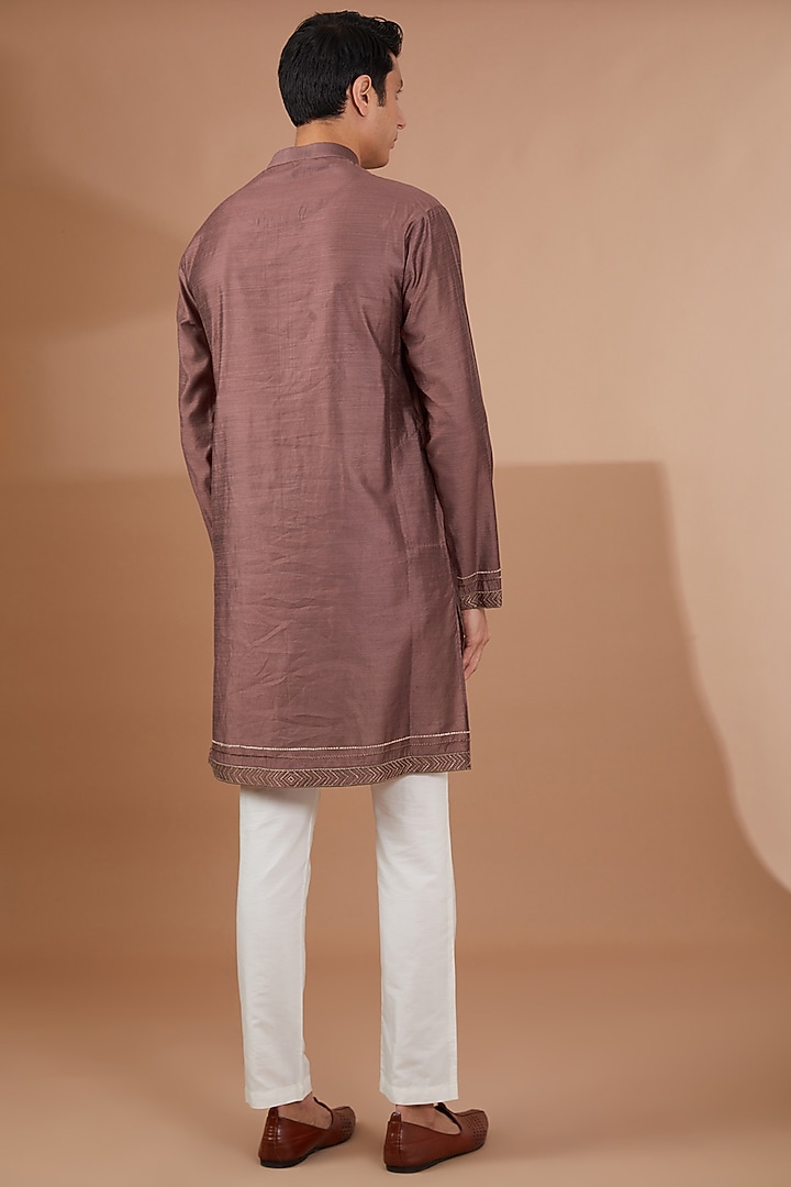 Rust Silk Bundi Jacket Set by SBJ at Pernia's Pop Up Shop