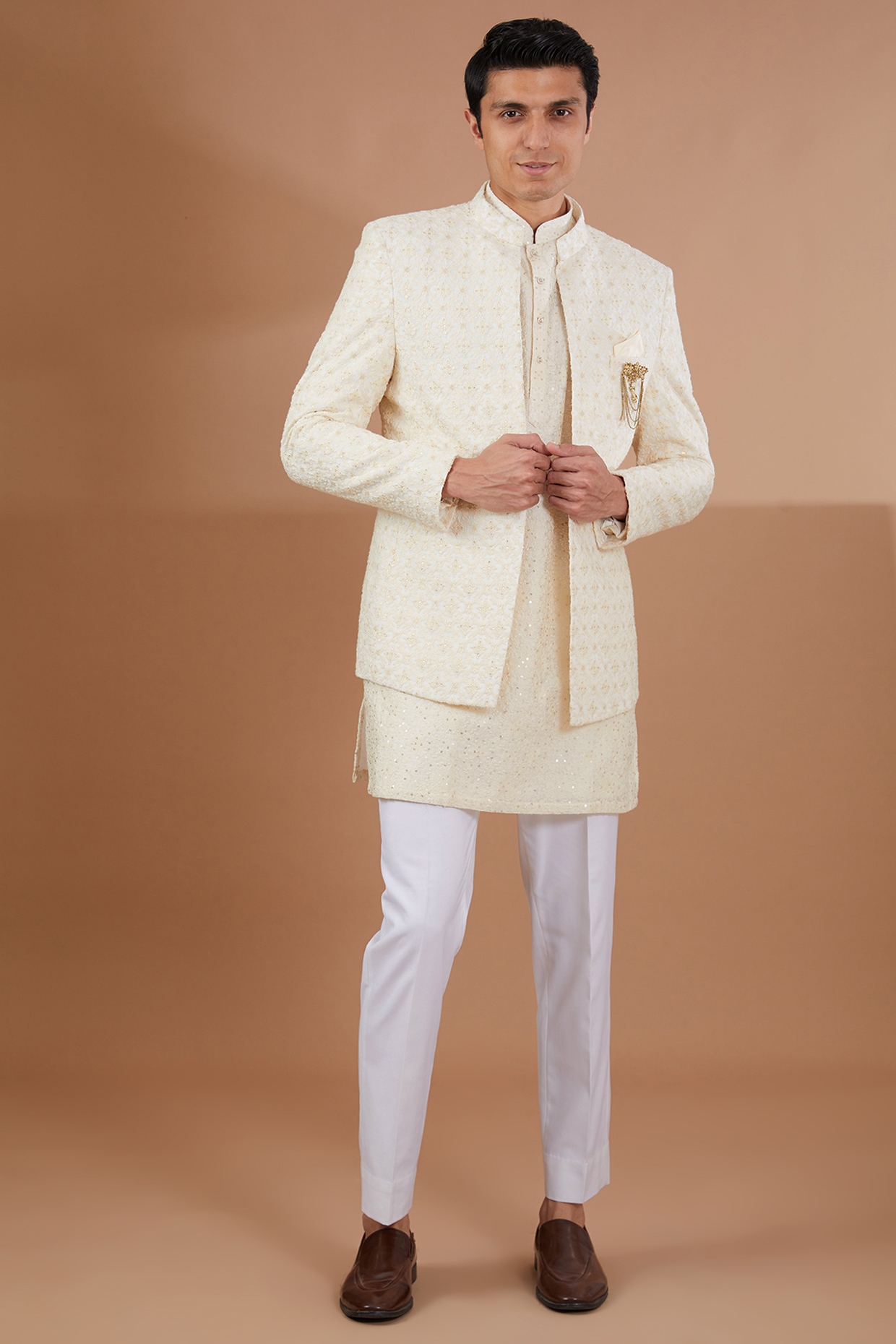 Ivory Lucknowi Indowestern Set by SBJ