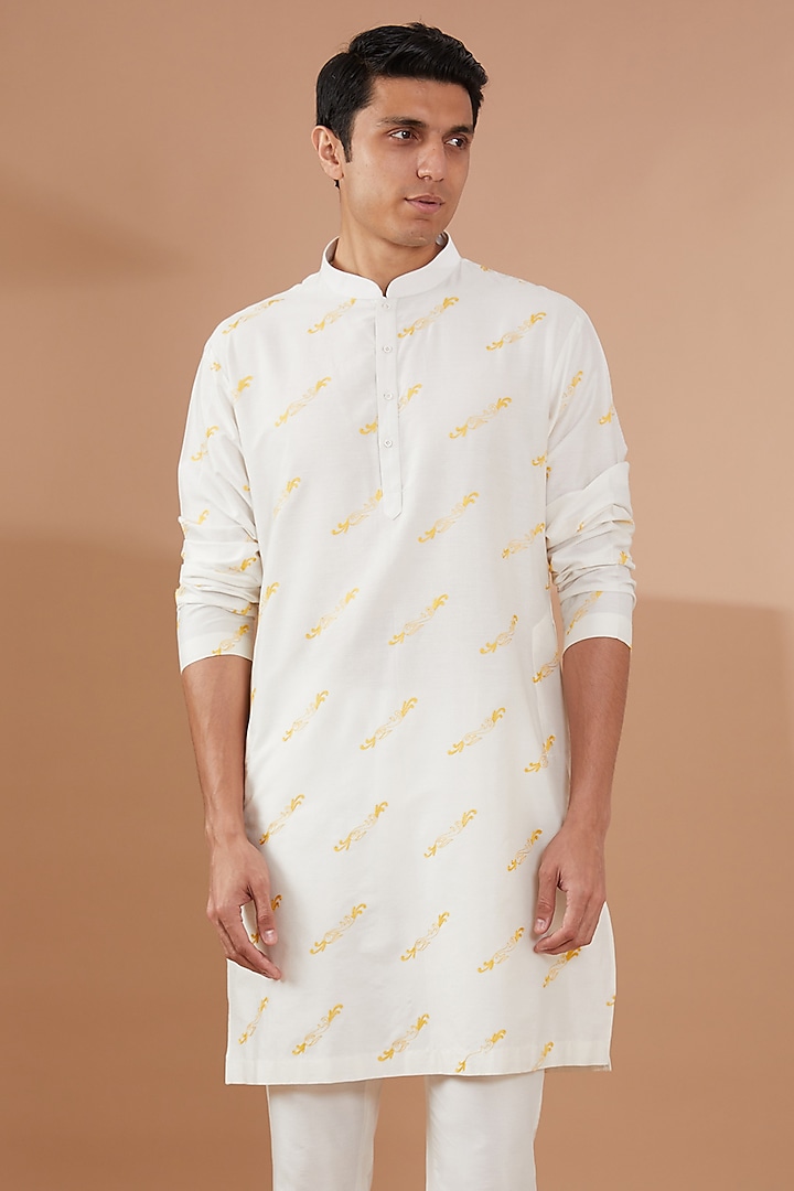 Yellow Silk Nehru Jacket Set by SBJ at Pernia's Pop Up Shop