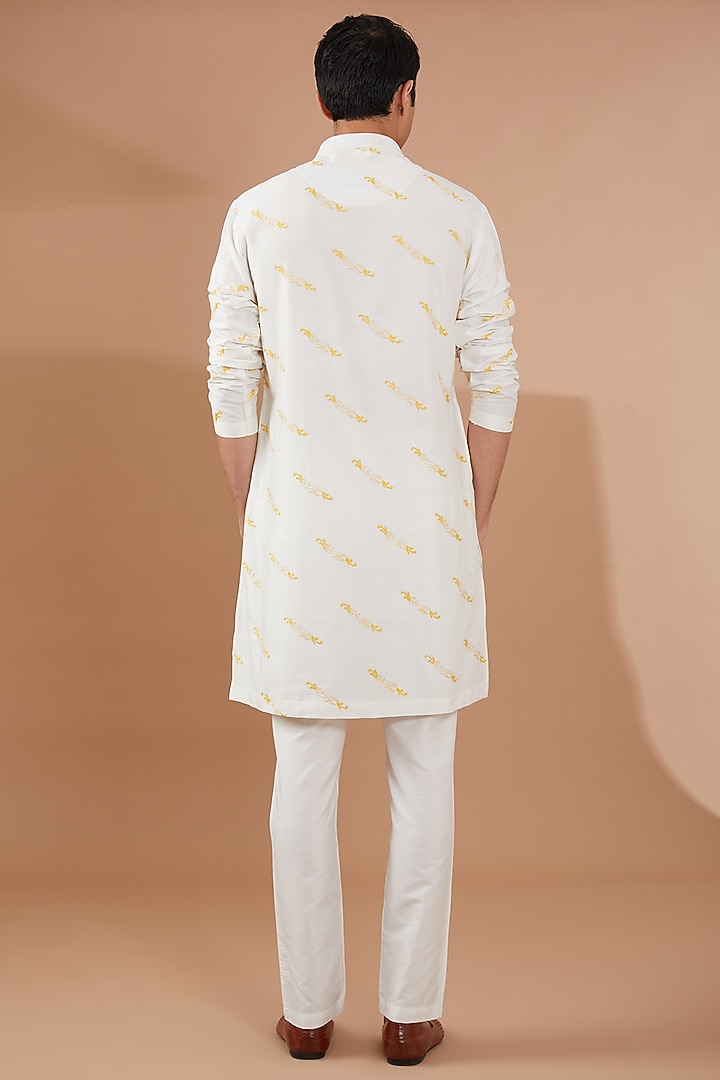 Yellow Silk Nehru Jacket Set by SBJ at Pernia's Pop Up Shop