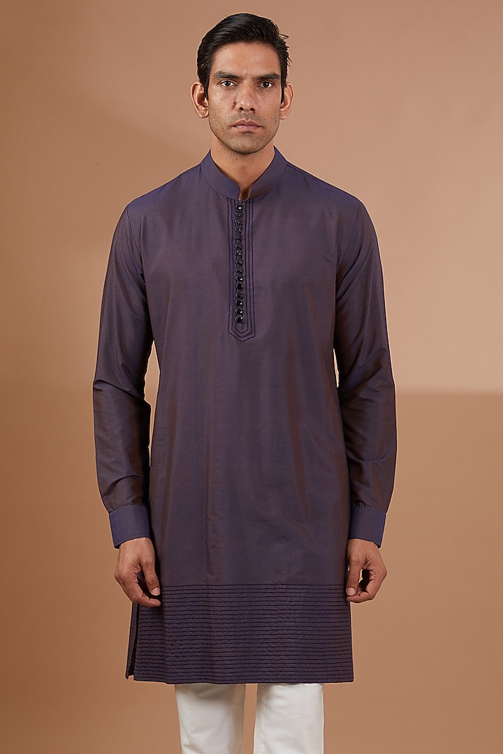 Purple Silk Embroidered Nehru Jacket Set by SBJ at Pernia's Pop Up Shop