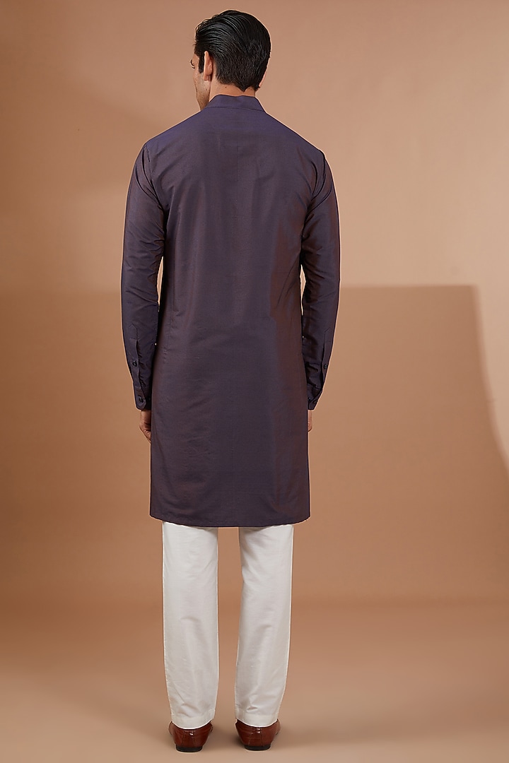 Purple Silk Embroidered Nehru Jacket Set by SBJ at Pernia's Pop Up Shop