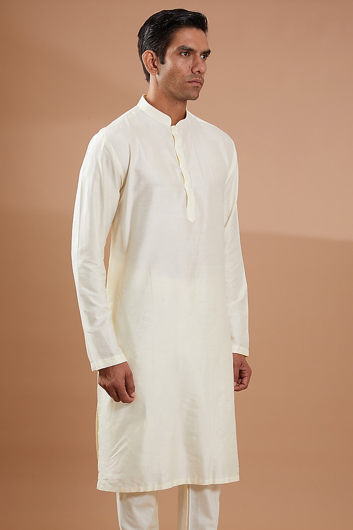 Ivory Raw Silk Groom Sherwani Set by SBJ at Pernia's Pop Up Shop