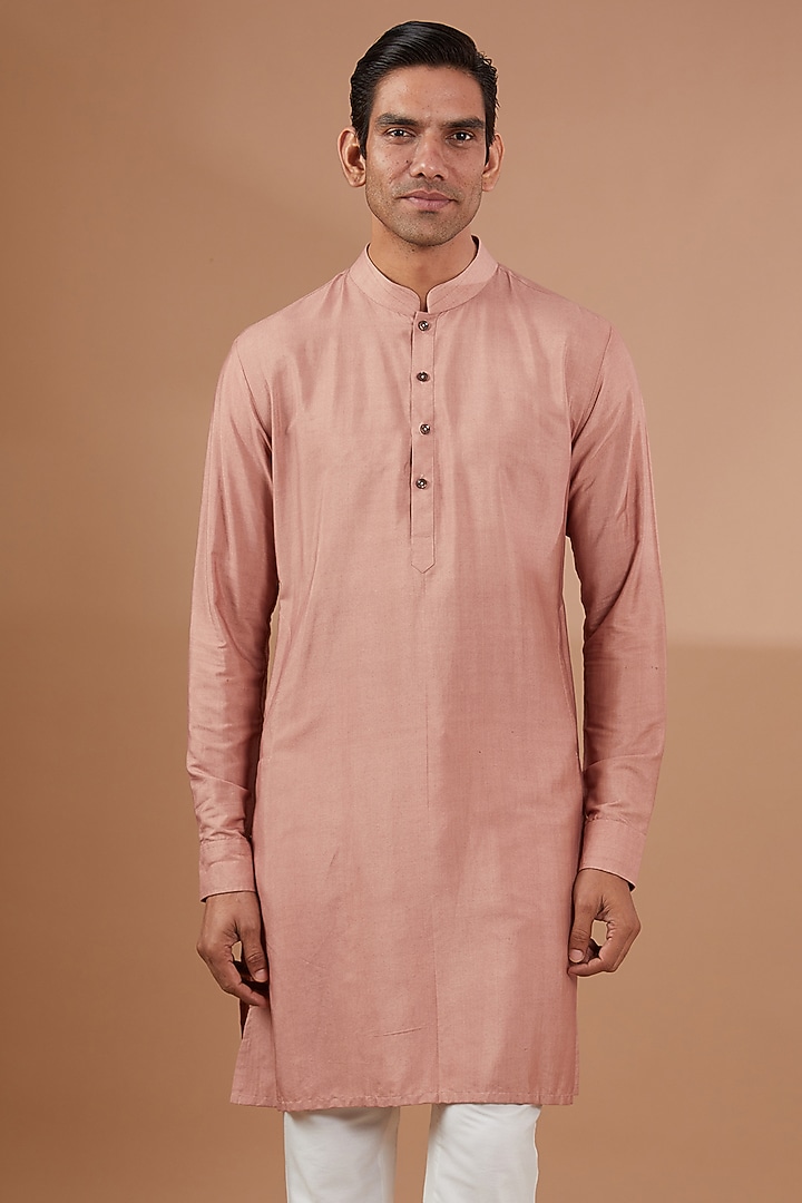 Peach Silk Embroidered Nehru Jacket Set by SBJ at Pernia's Pop Up Shop