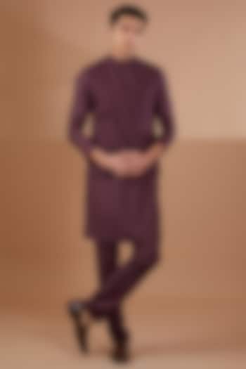 Maroon Italian Terry Rayon Nehru Jacket Set by SBJ at Pernia's Pop Up Shop