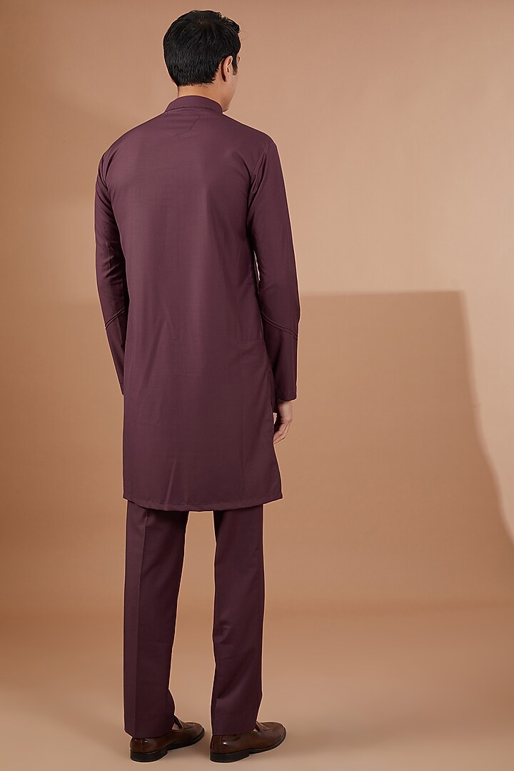 Maroon Italian Terry Rayon Nehru Jacket Set by SBJ at Pernia's Pop Up Shop