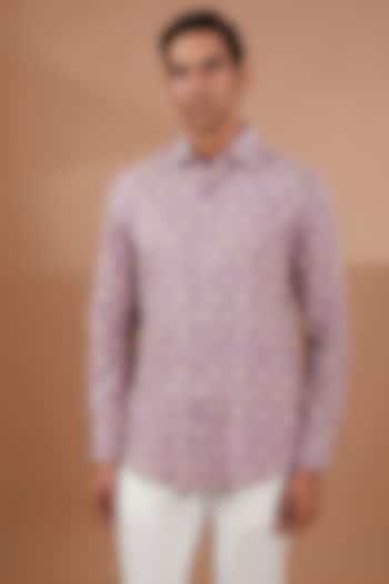 Purple Linen Printed Shirt by SBJ