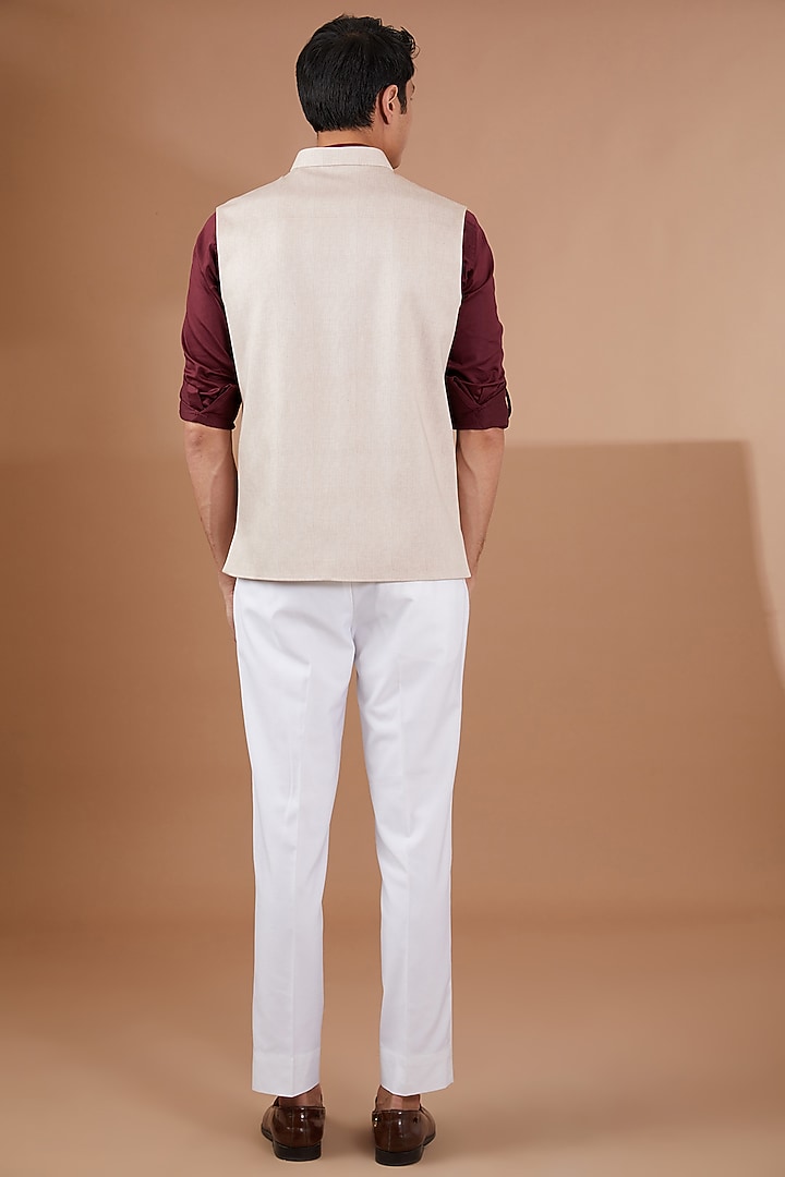 Maroon Cotton Waistcoat With Shirt by SBJ at Pernia's Pop Up Shop
