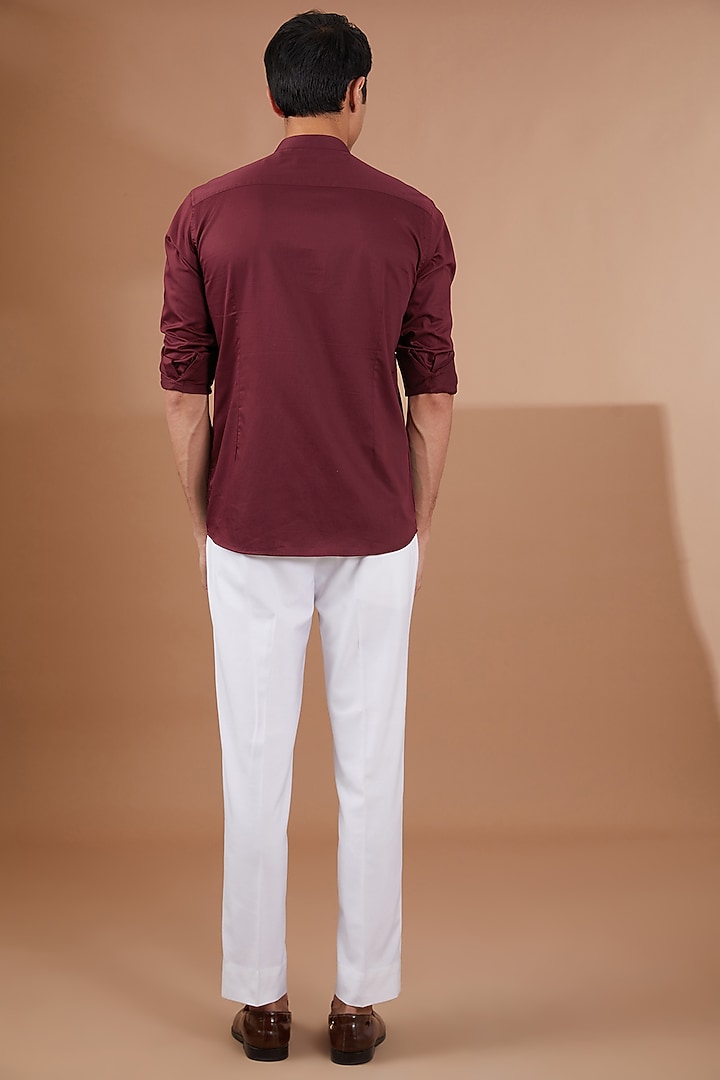 Maroon Cotton Waistcoat With Shirt by SBJ at Pernia's Pop Up Shop