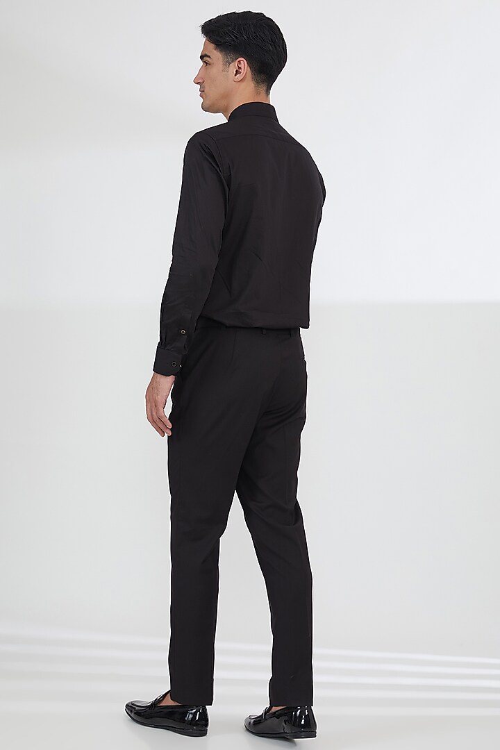 Black Poly Viscose & Lycra Embroidered Tuxedo Set by SBJ at Pernia's Pop Up Shop