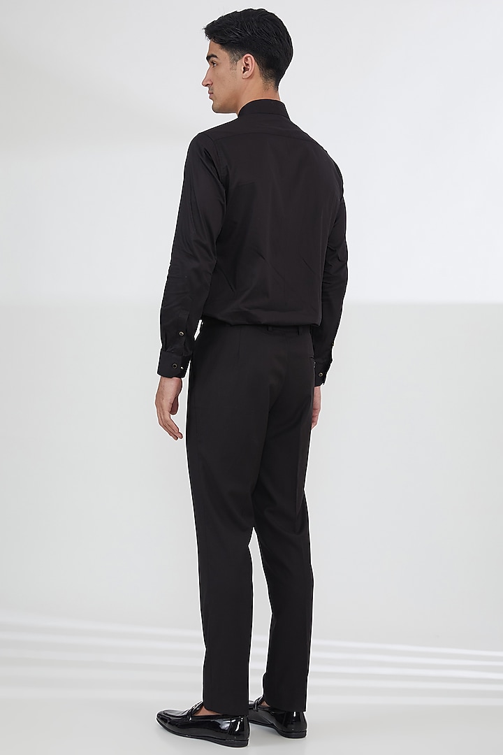 Black Cotton Velvet Dabka Work Tuxedo Set by SBJ at Pernia's Pop Up Shop