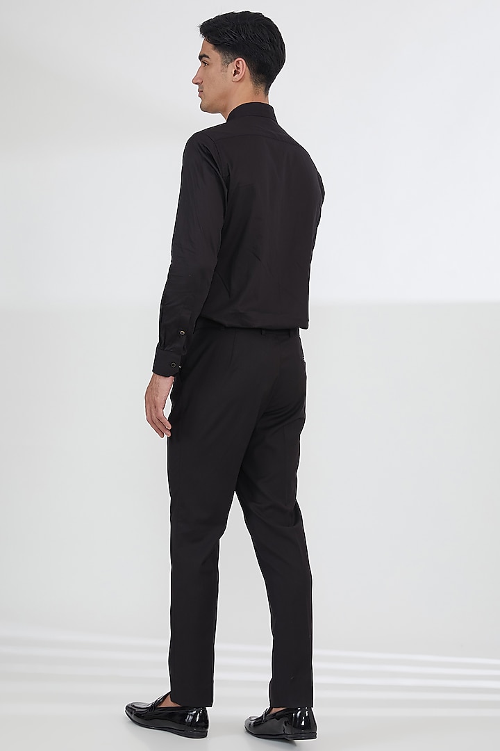 Black Poly Viscose & Lycra Cutdana Work Tuxedo Set by SBJ at Pernia's Pop Up Shop