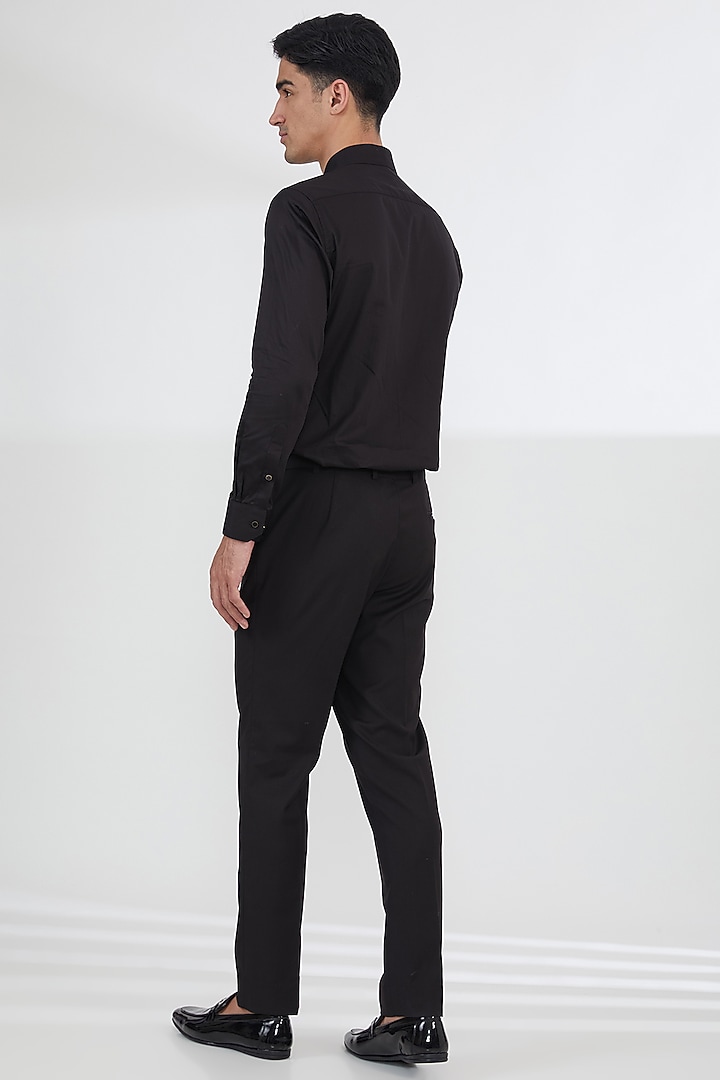 Black Italian Fabric Cutdana Work Tuxedo Set by SBJ at Pernia's Pop Up Shop