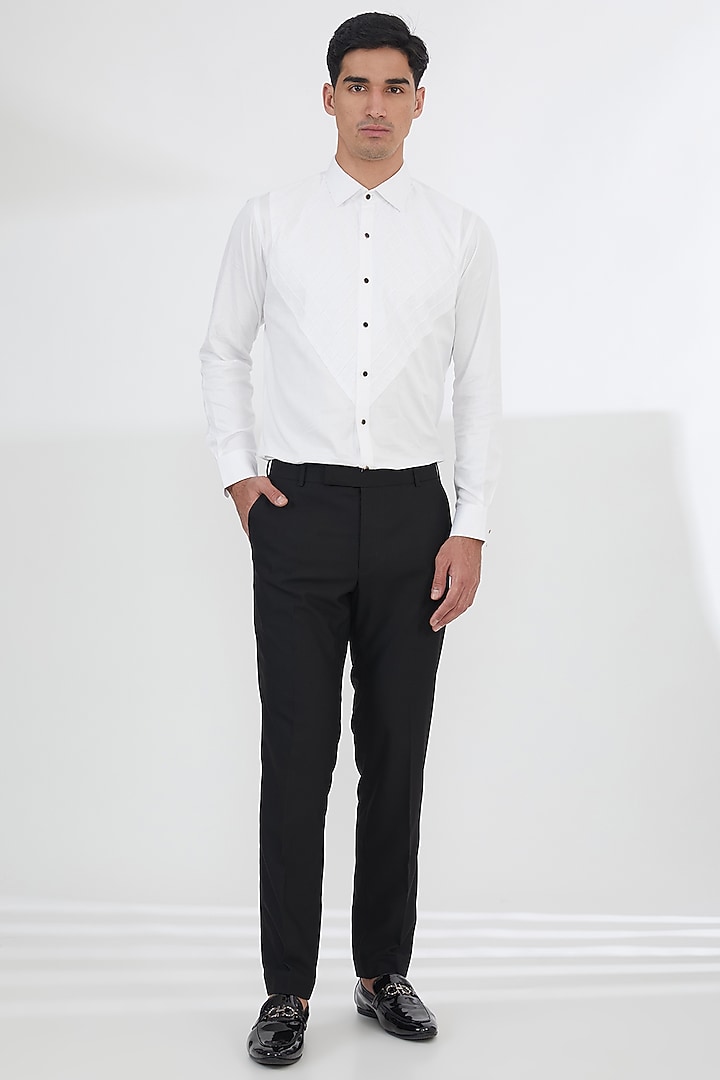 Black Cotton Velvet Beadwork Tuxedo Set by SBJ at Pernia's Pop Up Shop