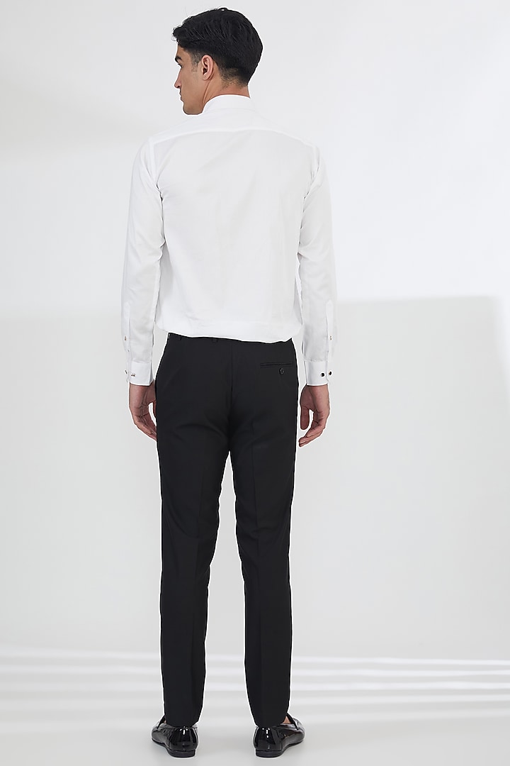 Black Cotton Velvet Beadwork Tuxedo Set by SBJ at Pernia's Pop Up Shop