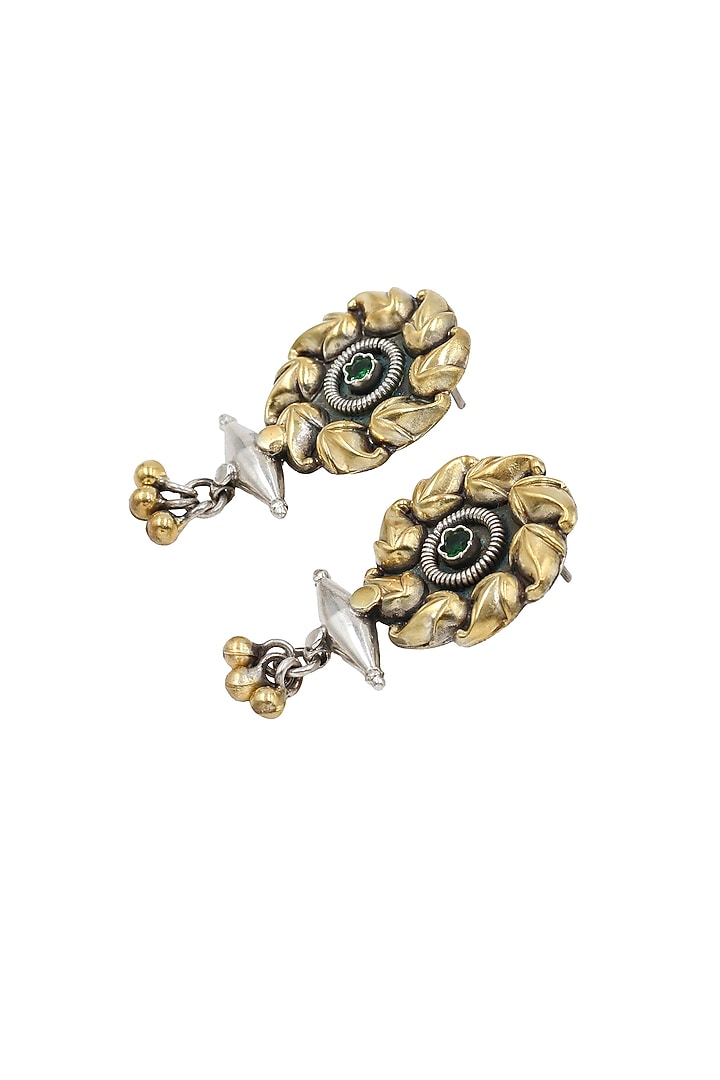Two-Tone Finish Green Hydro Stone Handcrafted Stud Earrings by Sangeeta Boochra at Pernia's Pop Up Shop