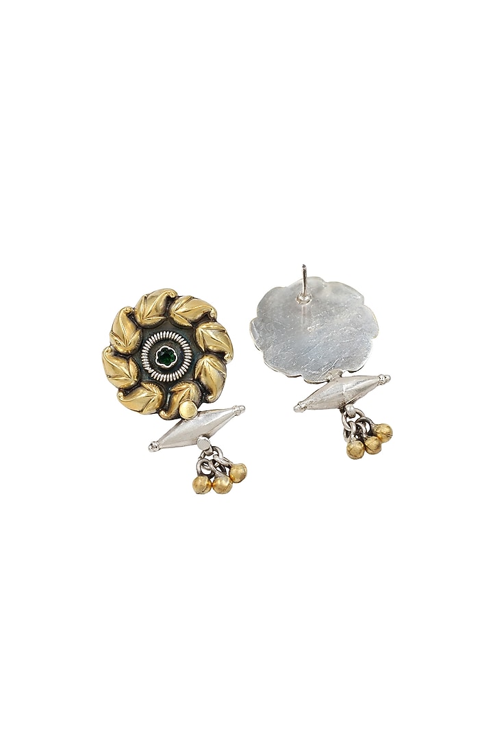 Two-Tone Finish Green Hydro Stone Handcrafted Stud Earrings by Sangeeta Boochra at Pernia's Pop Up Shop