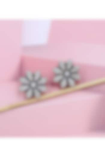 Silver Finish Handcrafted Stud Earrings by Sangeeta Boochra at Pernia's Pop Up Shop