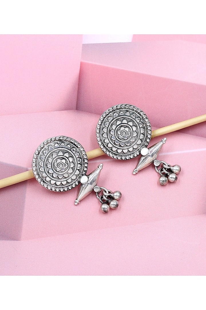 Silver Finish Handcrafted Stud Earrings by Sangeeta Boochra at Pernia's Pop Up Shop